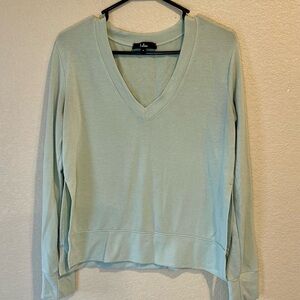 Lulus Women's Sage Green V-Neck Top with Side Slits